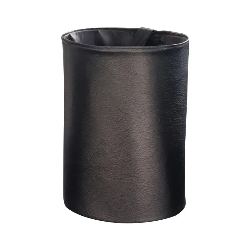 Car Trash Can PU Leather Material Waterproof Foldable Storage Bin Car Mounted Suspended Trash Can Automobile Internal Accessory